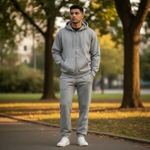 VTG Jordan Craig Mens Gray Tracksuit Set Jacket Pants Size XXL Warm Fleece Lined